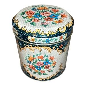1950s Daher Floral Decorative Tin Canister